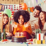girl with cake and candles